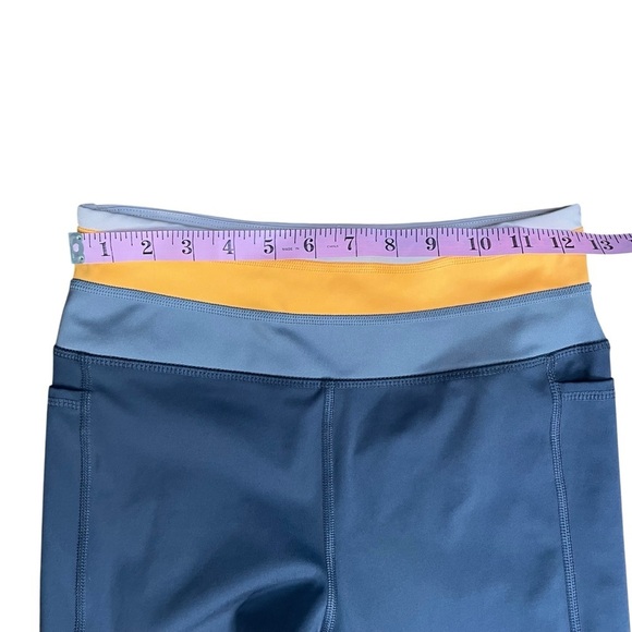 Love & Sports Gray Leggings with Yellow Waistband Side Pockets Sz S - Picture 6 of 6